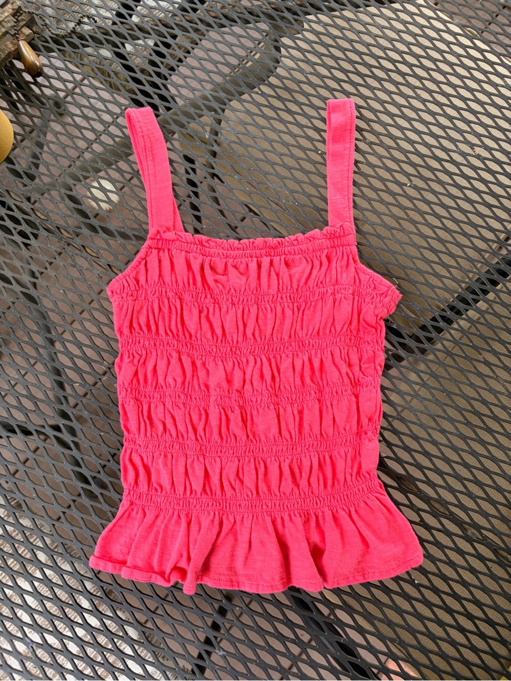 Universal Thread Hot Pink Smocked Tank with Ruffle Hem